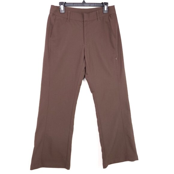 Patagonia Mystery Pants Flat Front Wide Leg Polyester Womens 8 Brown - Picture 1 of 14